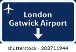 London Gatwick England United Kingdom Airport Highway Sign 2D Illustration
