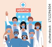 men and women doctors with... | Shutterstock .eps vector #1712296504