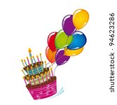 cake with balloons isolated... | Shutterstock .eps vector #94623286