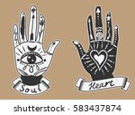 ornate hands with sacred... | Shutterstock .eps vector #583437874