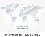 world map globe vector line... | Shutterstock .eps vector #121637587