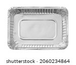 Aluminum food box disposable top view (with clipping path) isolated on white background