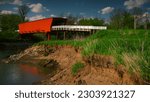 Small photo of The Roseman Covered Bridge, the most famous of the Bridges of Madison County, on a perfect spring day.