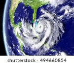 Illustration of hurricane Matthew approaching Florida in America. 3D illustration. Elements of this image furnished by NASA