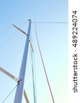 Small photo of Staysail halyard on the mast, near the spreaders, snrouds and backstay