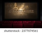 Small photo of The Hunger Games The Ballad of Songbirds and Snakes movie in the cinema. Watching a movie in the cinema. Astana, Kazakhstan - September 8, 2023.