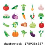 bundle of vegetables set icons... | Shutterstock .eps vector #1789386587