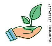 hand lifting leafs plant... | Shutterstock .eps vector #1888291117