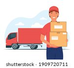truck and delivery service... | Shutterstock .eps vector #1909720711