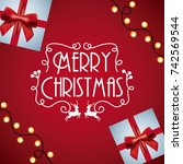 merry christmas card invitation ... | Shutterstock .eps vector #742569544