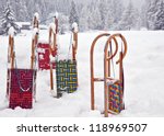 Sledges in the snow in winter