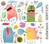 fun cute monsters for kids... | Shutterstock .eps vector #303471191