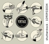 Set Of Round Icons In Vintage...