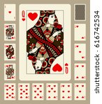 playing cards of hearts suit in ... | Shutterstock .eps vector #616742534
