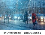Wet Window City Lights Rain...