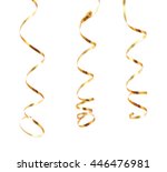 curly and glossy golden ribbon... | Shutterstock . vector #446476981