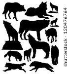 Vector Silhouettes Of Wolves