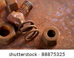 Rusty Bolts And Steel Nuts