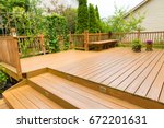 Wooden deck of family home.