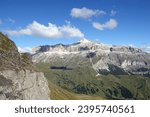Small photo of View from the Padon ridge to Sella and Sass Songher