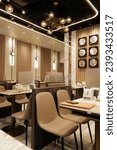 Small photo of WAN CHAI, HONG KONG- NOVEMBER 23, 2023: Interior design and decoration at 'Trusty Congee King (Heard Street)' famous rice porridge and Chinese restaurant with Michelin rewarded- WANCHAI, HK
