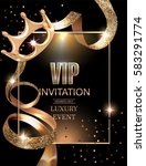 vip invitation card with gold... | Shutterstock .eps vector #583291774