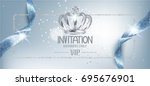 elegant invitation blue card... | Shutterstock .eps vector #695676901