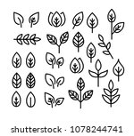 leaves thin line icon set... | Shutterstock .eps vector #1078244741