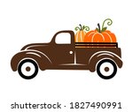 pumpkins on a truck vector... | Shutterstock .eps vector #1827490991