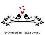 silhouette cute birds in love.... | Shutterstock .eps vector #568569457