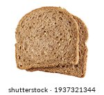 Two  slices of brown bread with cereals one on another isolated