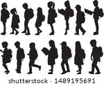 silhouette of a child with a... | Shutterstock .eps vector #1489195691