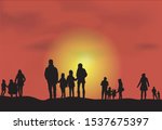 family silhouettes in nature.... | Shutterstock .eps vector #1537675397