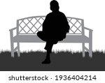 black silhouette of man sitting ... | Shutterstock .eps vector #1936404214