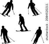 downhill skiers silhouettes  ... | Shutterstock .eps vector #2084520211