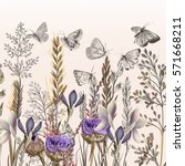 Floral Illustration With Field...