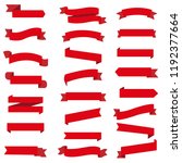 red ribbon set inisolated white ... | Shutterstock .eps vector #1192377664