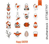 celebration easter icons.... | Shutterstock .eps vector #377387797