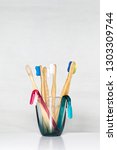 toothbrushes made of bamboo and ... | Shutterstock . vector #1303309744