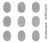 nine grey fingerprint types... | Shutterstock .eps vector #519012124