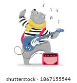cute rockstar bear playing... | Shutterstock .eps vector #1867155544