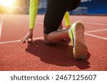 Running shoe of athletic runner ...