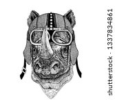 rhinoceros  rhino wearing... | Shutterstock .eps vector #1337834861