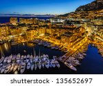 Aerial View on Fontvieille and Monaco Harbor with Luxury Yachts, French Riviera
