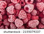 Top View Of Frozen Raspberries...
