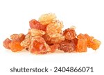 Small photo of Pile of natural frankincense Olibanum isolated on a white background