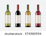 set of wine bottles isolated on ... | Shutterstock .eps vector #574585954