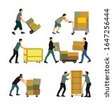 delivery man carrying boxes of... | Shutterstock .eps vector #1647256444