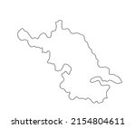 Province Jiangsu map vector silhouette illustration isolated on white background, China region map. Jiangsu line contour border shape.