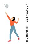 happy girl playing badminton... | Shutterstock .eps vector #2157819307